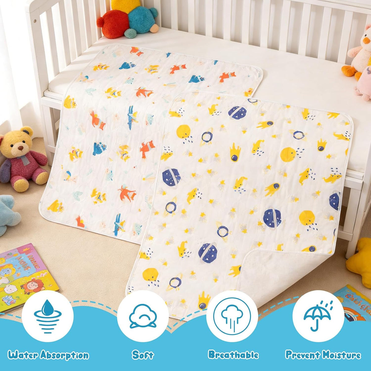 Baby Portable Diaper Changing Pad,Waterproof Changing Mat 2Pcs-27"x35"