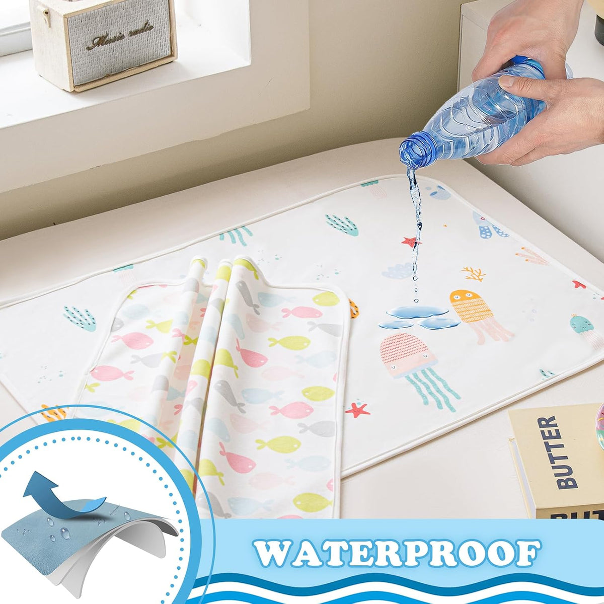 Baby Portable Diaper Changing Pad,Waterproof Changing Mat 2Pcs-27"x35"