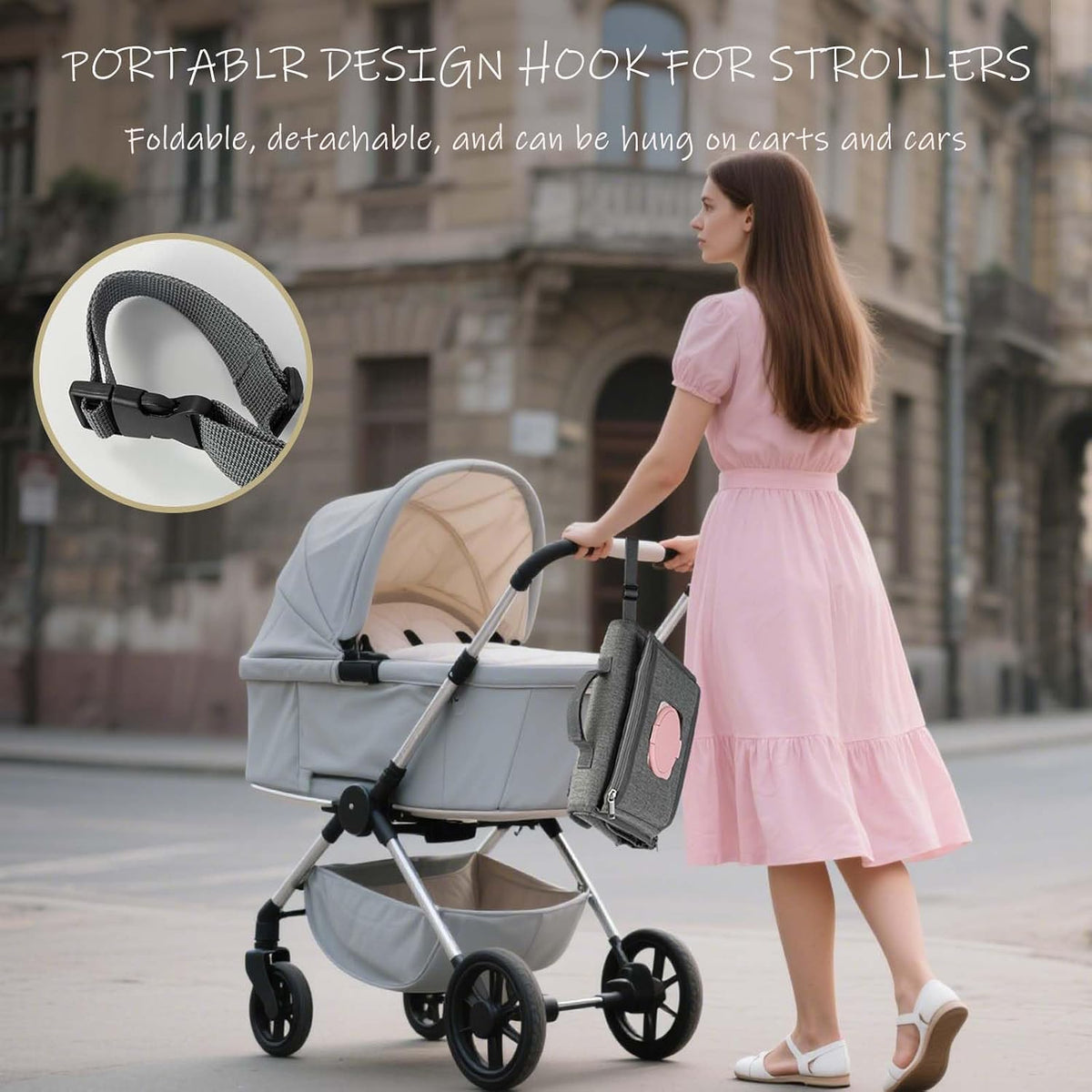 Baby Portable Diaper Changing Pad - Baby Diaper Changer Travel Bag with Wipes Pocket, Smart Design Portable Changing Mat, Infant Travel Station Kit, Gift for Newborn Girl & Boy - Grey