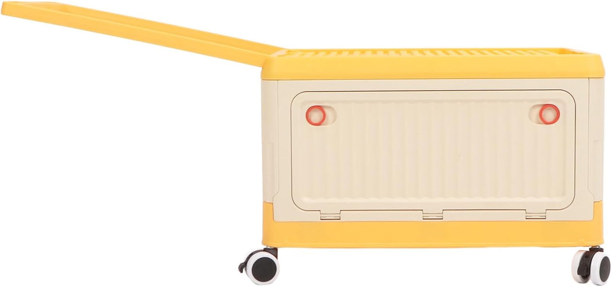 Rolling Toy Storage Bin, Smooth Rolling Wheels Lightweight Foldable Design Toy Organizer with Lid for Building Blocks Books Clothes, Kids Storage Box for Playroom Children Room (Orange)