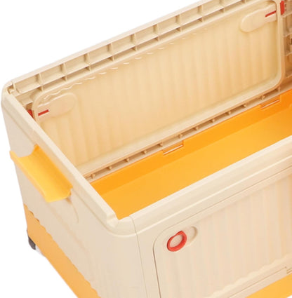 Rolling Toy Storage Bin, Smooth Rolling Wheels Lightweight Foldable Design Toy Organizer with Lid for Building Blocks Books Clothes, Kids Storage Box for Playroom Children Room (Orange)