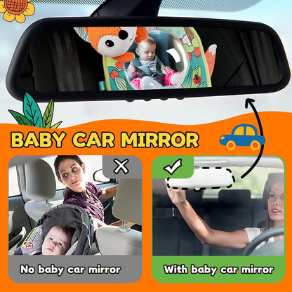 Infant Car Seat Toy - Kick and Play Activity Center with Mirror, Teether and Crinkle Paper, Fun Travel Baby Toy for Rear Car Seat, Easier Drive with Newborns, Babies