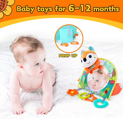 Infant Car Seat Toy - Kick and Play Activity Center with Mirror, Teether and Crinkle Paper, Fun Travel Baby Toy for Rear Car Seat, Easier Drive with Newborns, Babies