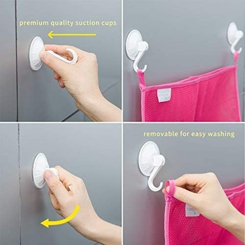 Comfylife Large Bath Toy Organizer – 3 Compartment Bath Toy Holder for Bathtub & Shower – Quick-Dry Mesh with 4 Strong Adhesive Hooks – Kids Toys Storage Net for Bathroom, shower & Tub