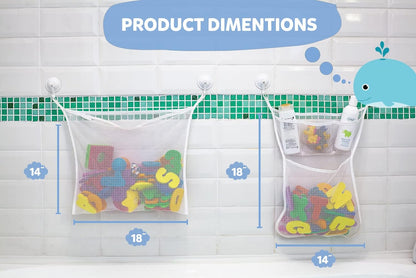 Comfylife Large Bath Toy Organizer – 3 Compartment Bath Toy Holder for Bathtub & Shower – Quick-Dry Mesh with 4 Strong Adhesive Hooks – Kids Toys Storage Net for Bathroom, shower & Tub