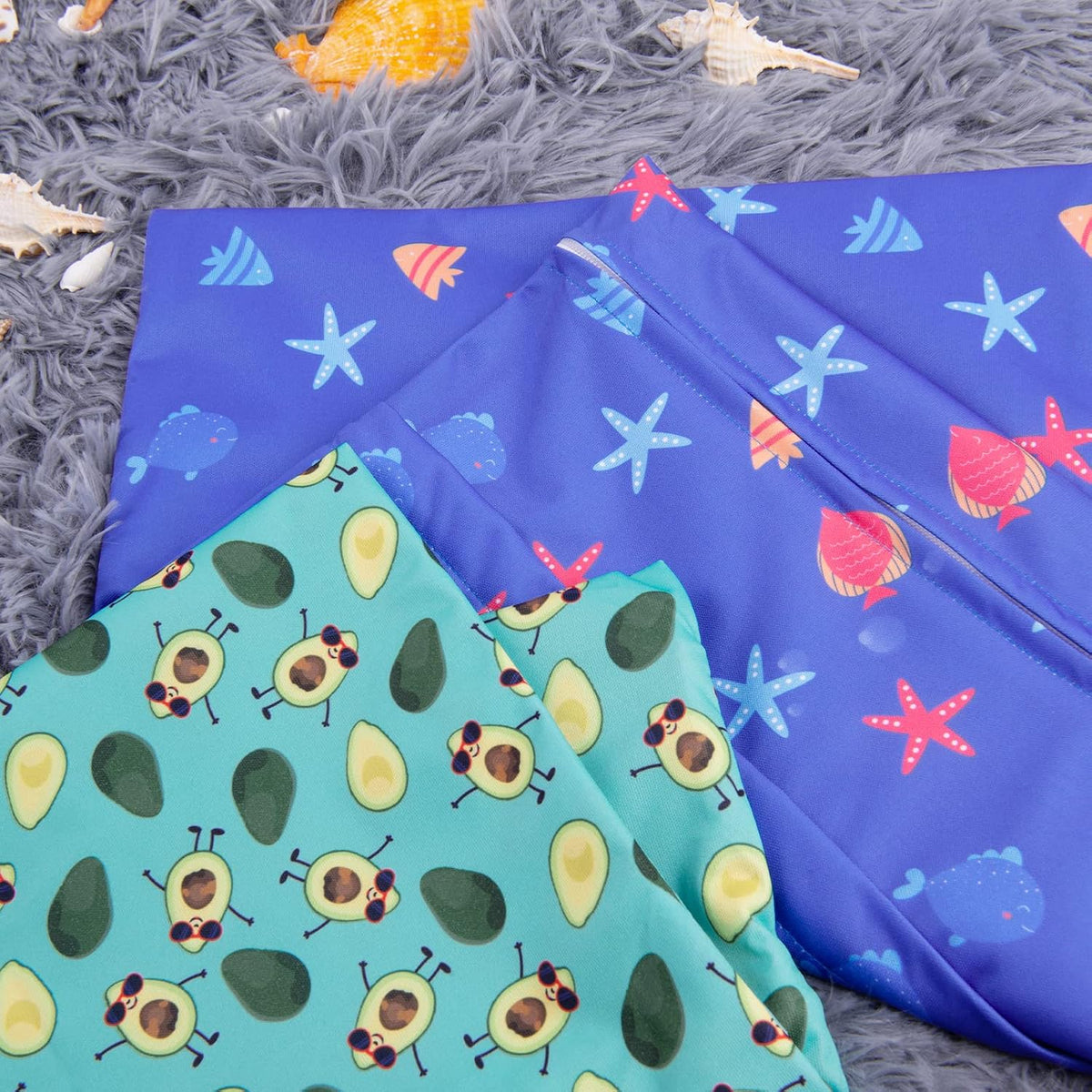 3 Pcs Cloth Diaper Wet Dry Bags Waterproof Reusable with Two Zippered Pockets Travel Beach Pool Daycare Soiled Baby Items Yoga Gym Bag for Swimsuits or Wet Clothes Small Medium Large - Colors B
