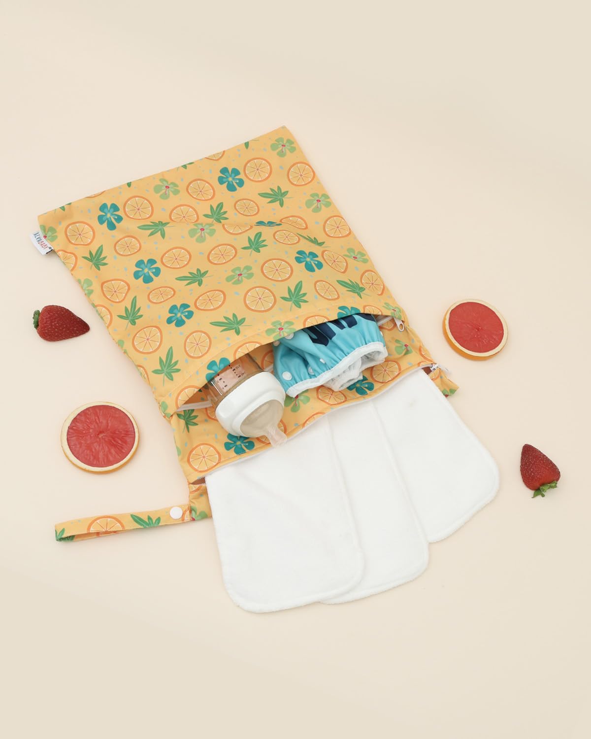 3 Pcs Cloth Diaper Wet Dry Bags Waterproof Reusable with Two Zippered Pockets Travel Beach Pool Daycare Soiled Baby Items Yoga Gym Bag for Swimsuits or Wet Clothes Small Medium Large - Colors B