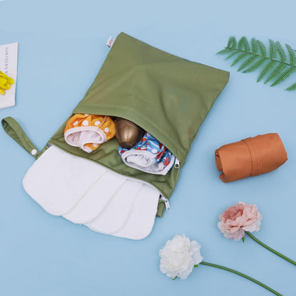 3 Pcs Cloth Diaper Wet Dry Bags Waterproof Reusable with Two Zippered Pockets Travel Beach Pool Daycare Soiled Baby Items Yoga Gym Bag for Swimsuits or Wet Clothes Small Medium Large - Colors B
