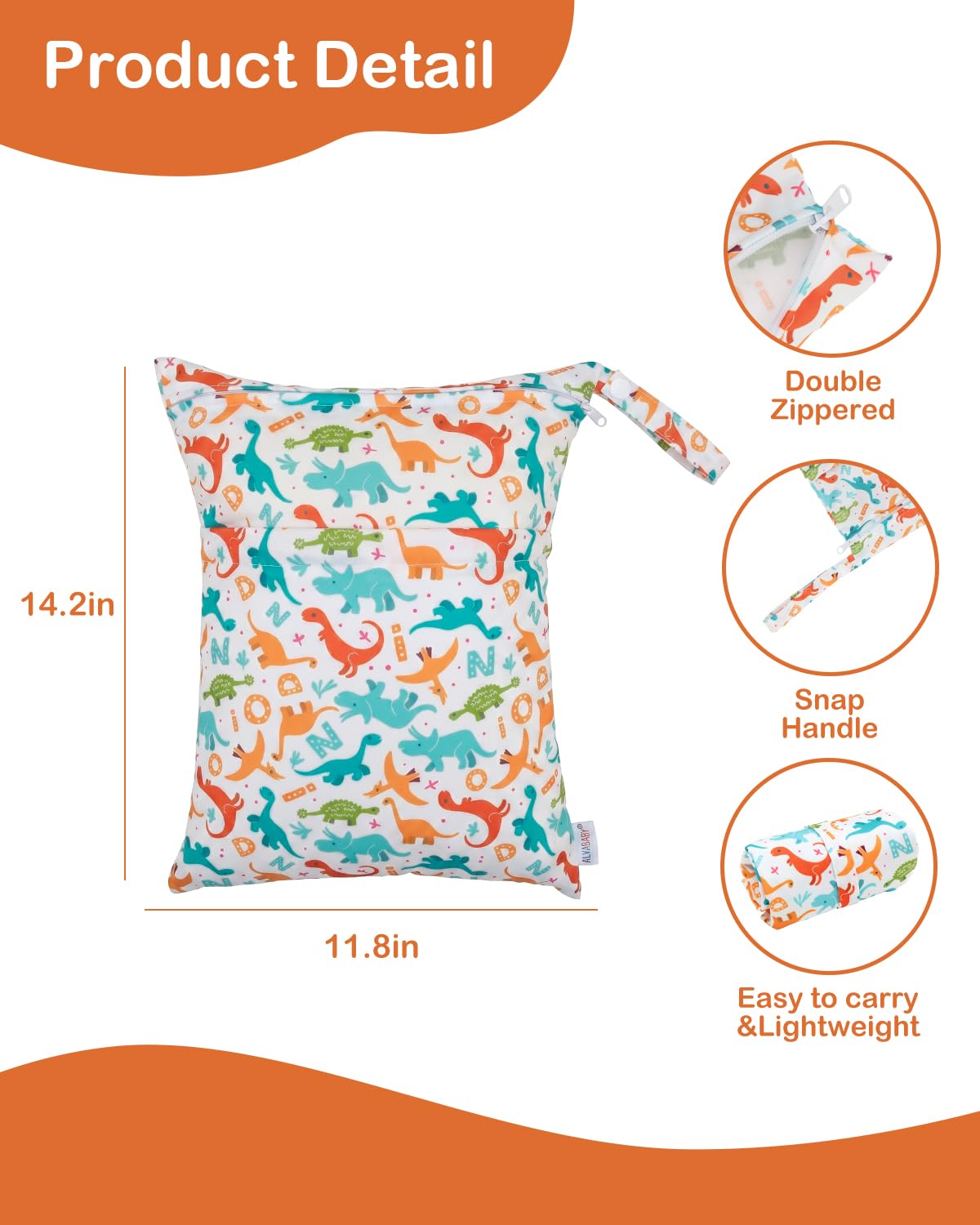 3 Pcs Cloth Diaper Wet Dry Bags Waterproof Reusable with Two Zippered Pockets Travel Beach Pool Daycare Soiled Baby Items Yoga Gym Bag for Swimsuits or Wet Clothes Small Medium Large - Colors B
