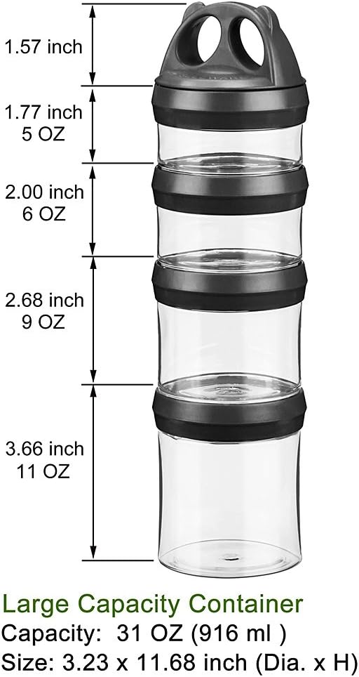 Stackable Food Storage Containers with Twist Lock System - BPA-Free Tritan Containers for Travel, Formula, Protein Powder, Snacks - Leakproof & Dishwasher Safe - 31 oz (Blue)