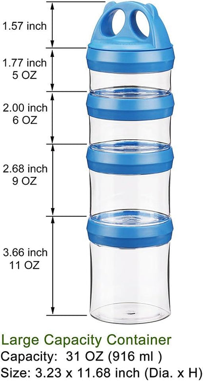 Stackable Food Storage Containers with Twist Lock System - BPA-Free Tritan Containers for Travel, Formula, Protein Powder, Snacks - Leakproof & Dishwasher Safe - 31 oz (Blue)