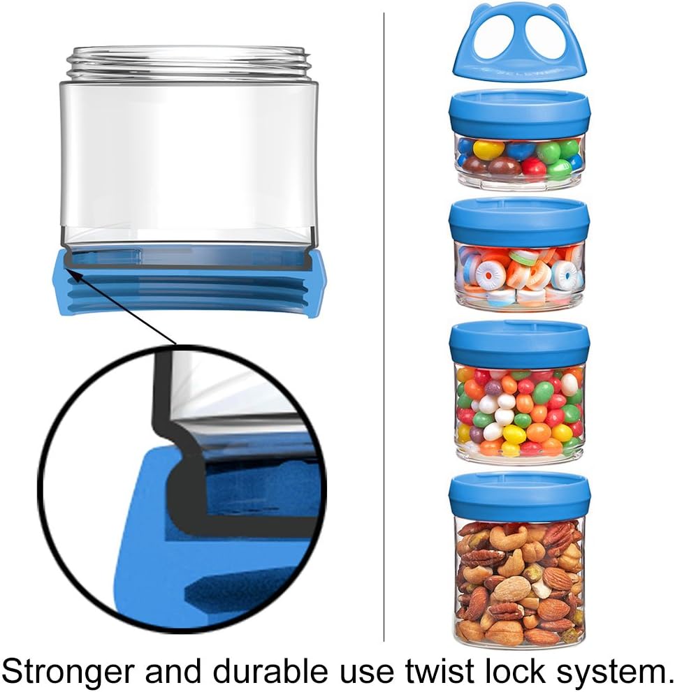 Stackable Food Storage Containers with Twist Lock System - BPA-Free Tritan Containers for Travel, Formula, Protein Powder, Snacks - Leakproof & Dishwasher Safe - 31 oz (Blue)