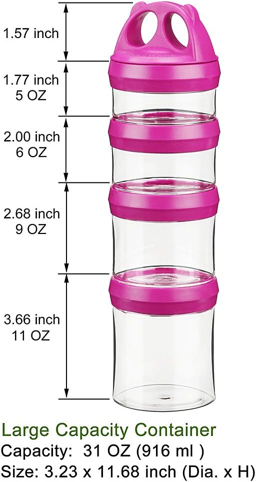 Stackable Food Storage Containers with Twist Lock System - BPA-Free Tritan Containers for Travel, Formula, Protein Powder, Snacks - Leakproof & Dishwasher Safe - 31 oz (Blue)