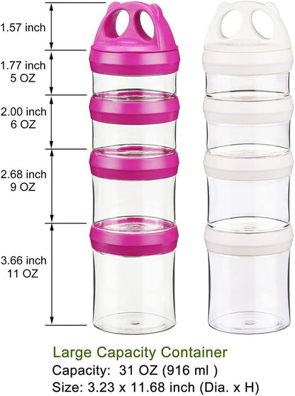 Stackable Food Storage Containers with Twist Lock System - BPA-Free Tritan Containers for Travel, Formula, Protein Powder, Snacks - Leakproof & Dishwasher Safe - 31 oz (Blue)