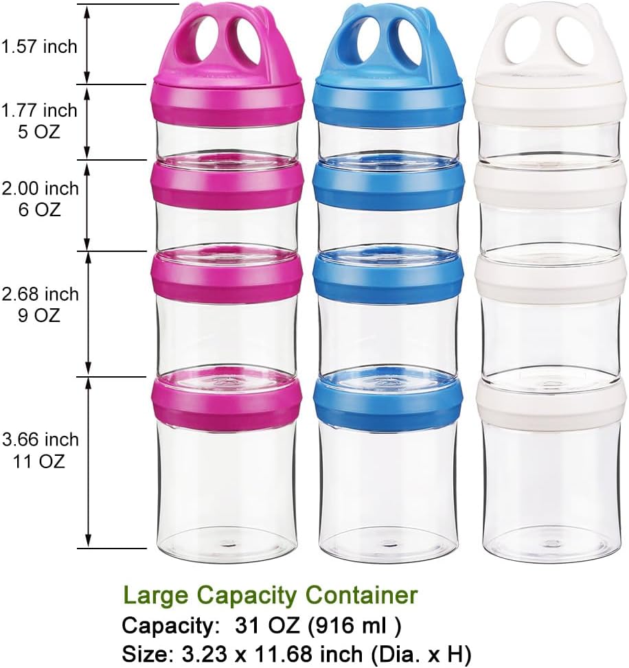 Stackable Food Storage Containers with Twist Lock System - BPA-Free Tritan Containers for Travel, Formula, Protein Powder, Snacks - Leakproof & Dishwasher Safe - 31 oz (Blue)