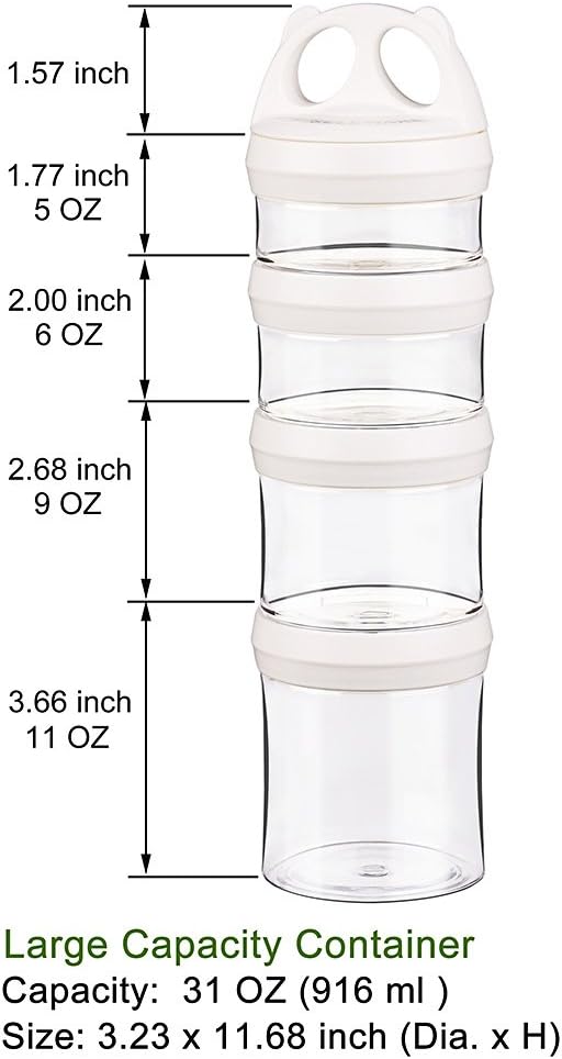 Stackable Food Storage Containers with Twist Lock System - BPA-Free Tritan Containers for Travel, Formula, Protein Powder, Snacks - Leakproof & Dishwasher Safe - 31 oz (Blue)