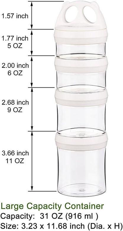 Stackable Food Storage Containers with Twist Lock System - BPA-Free Tritan Containers for Travel, Formula, Protein Powder, Snacks - Leakproof & Dishwasher Safe - 31 oz (Blue)