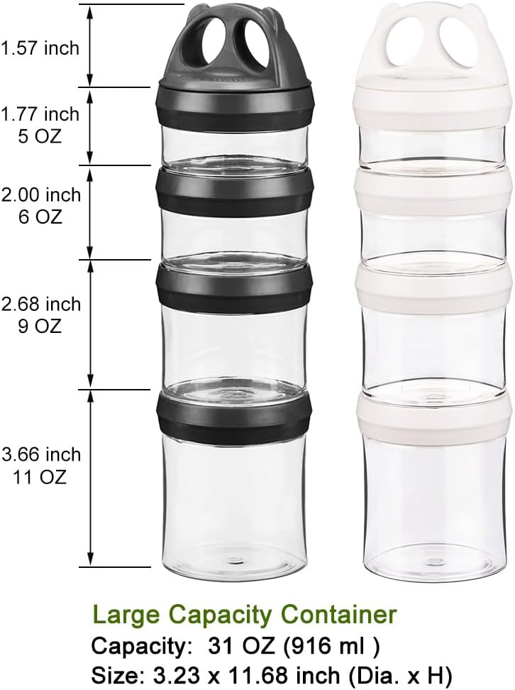 Stackable Food Storage Containers with Twist Lock System - BPA-Free Tritan Containers for Travel, Formula, Protein Powder, Snacks - Leakproof & Dishwasher Safe - 31 oz (Blue)