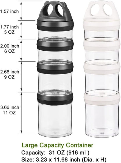 Stackable Food Storage Containers with Twist Lock System - BPA-Free Tritan Containers for Travel, Formula, Protein Powder, Snacks - Leakproof & Dishwasher Safe - 31 oz (Blue)