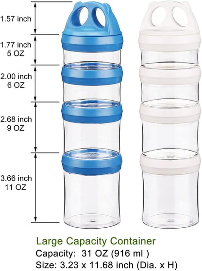 Stackable Food Storage Containers with Twist Lock System - BPA-Free Tritan Containers for Travel, Formula, Protein Powder, Snacks - Leakproof & Dishwasher Safe - 31 oz (Blue)