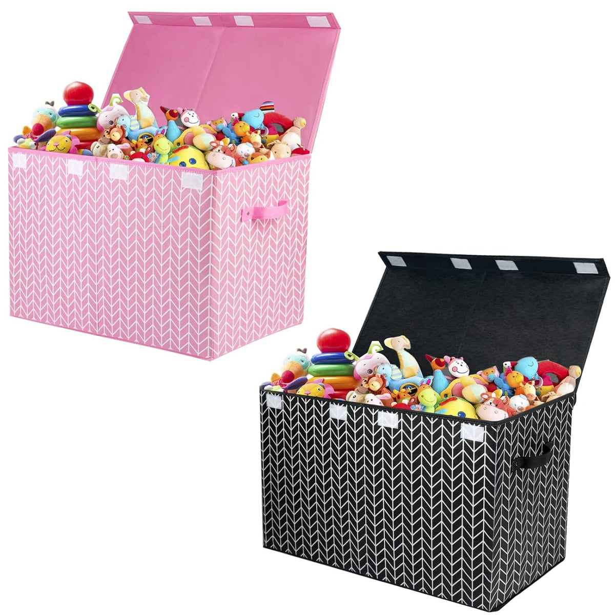 Large Toy Storage Box Chest with Lid, Sturdy Toys Boxes Bin Organizer Baskets for Nursery, Closet, Bedroom, Playroom 25"x13" x16"