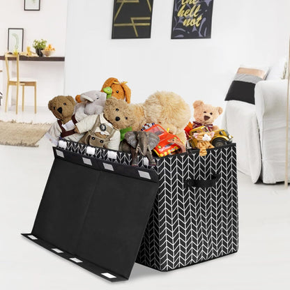 Large Toy Storage Box Chest with Lid, Sturdy Toys Boxes Bin Organizer Baskets for Nursery, Closet, Bedroom, Playroom 25"x13" x16"