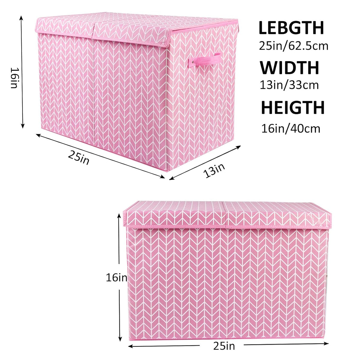 Large Toy Storage Box Chest with Lid, Sturdy Toys Boxes Bin Organizer Baskets for Nursery, Closet, Bedroom, Playroom 25"x13" x16"