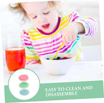 3pcs Double-Sided Suction Cups Wee Sprouts Suction Plates Boy Girl Dishes Silicone Tableware Sucker Ppsu Food Bowl Boys and Girls Plates Silicone Non-Slip Mat Variety of Colors