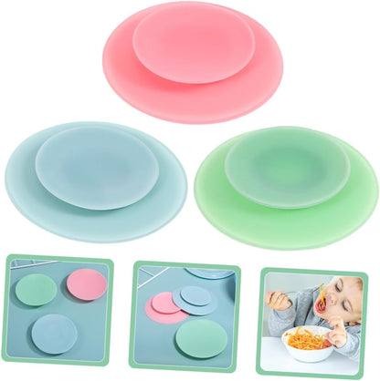 3pcs Double-Sided Suction Cups Wee Sprouts Suction Plates Boy Girl Dishes Silicone Tableware Sucker Ppsu Food Bowl Boys and Girls Plates Silicone Non-Slip Mat Variety of Colors
