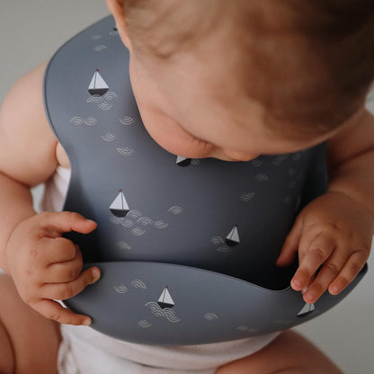 Silicone Baby Bib | Adjustable Fit Waterproof Bibs (Whales) - Colors A