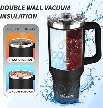 30 oz Tumbler with Handle, Stainless Steel Insulated Tumbler with Lid and Straw, Double Wall Vacuum Coffee Mug Tumbler, Insulated Coffee Thermal Cup for Cold and Hot (Fruit Green)