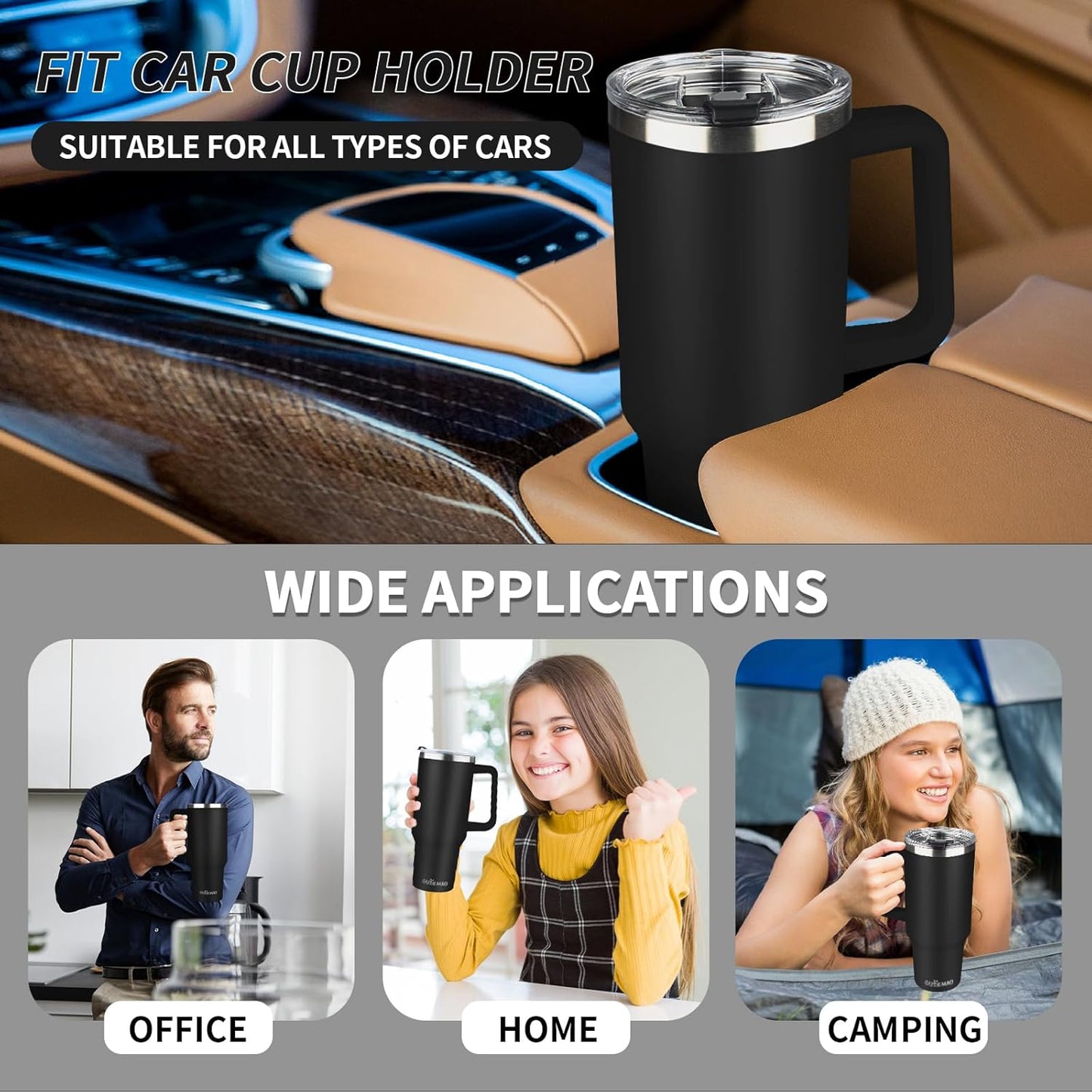30 oz Tumbler with Handle, Stainless Steel Insulated Tumbler with Lid and Straw, Double Wall Vacuum Coffee Mug Tumbler, Insulated Coffee Thermal Cup for Cold and Hot (Fruit Green)
