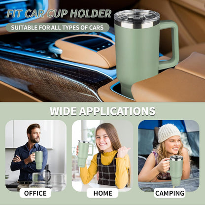 30 oz Tumbler with Handle, Stainless Steel Insulated Tumbler with Lid and Straw, Double Wall Vacuum Coffee Mug Tumbler, Insulated Coffee Thermal Cup for Cold and Hot (Fruit Green)