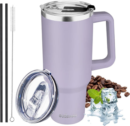 30 oz Tumbler with Handle, Stainless Steel Insulated Tumbler with Lid and Straw, Double Wall Vacuum Coffee Mug Tumbler, Insulated Coffee Thermal Cup for Cold and Hot (Fruit Green)