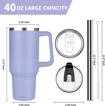 30 oz Tumbler with Handle, Stainless Steel Insulated Tumbler with Lid and Straw, Double Wall Vacuum Coffee Mug Tumbler, Insulated Coffee Thermal Cup for Cold and Hot (Fruit Green)
