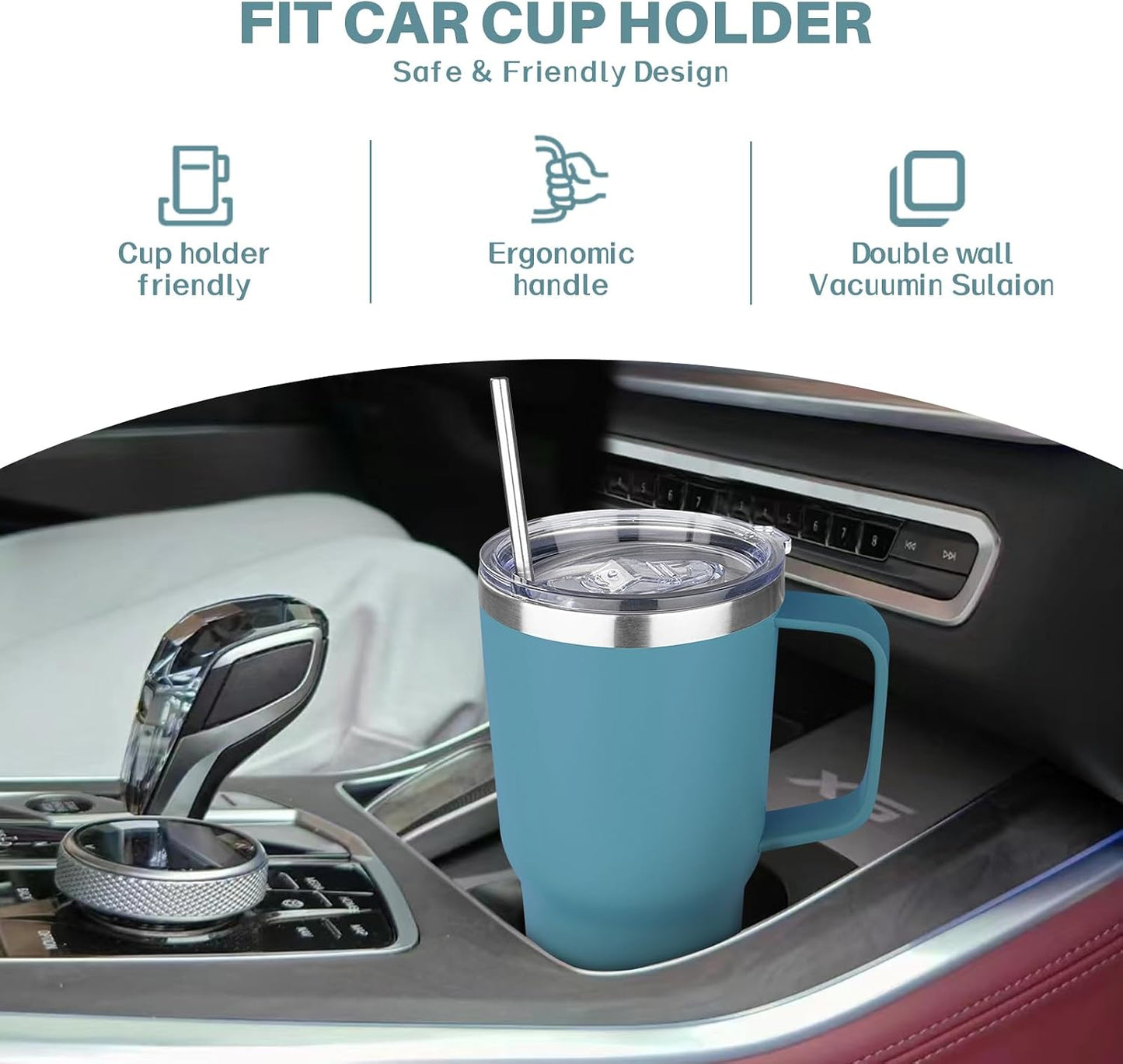 30 oz Tumbler with Handle, Stainless Steel Insulated Tumbler with Lid and Straw, Double Wall Vacuum Coffee Mug Tumbler, Insulated Coffee Thermal Cup for Cold and Hot (Fruit Green)