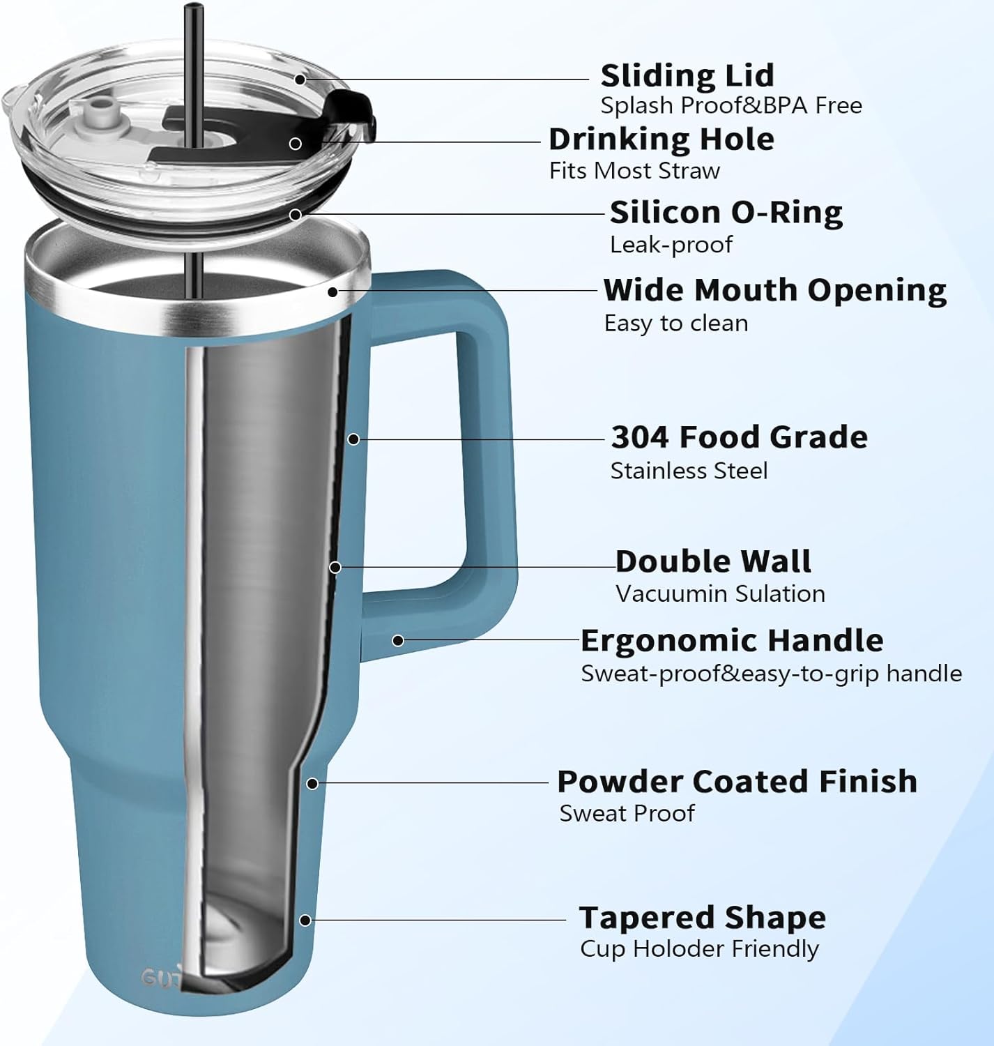 30 oz Tumbler with Handle, Stainless Steel Insulated Tumbler with Lid and Straw, Double Wall Vacuum Coffee Mug Tumbler, Insulated Coffee Thermal Cup for Cold and Hot (Fruit Green)
