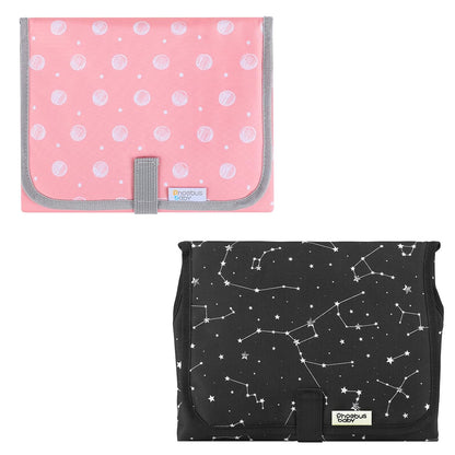 2 Sets Portable Changing Pad Travel - Waterproof Compact Diaper Changing Mat with Built-in Pillow - Lightweight & Foldable Changing Station, Newborn Shower Gifts (Pink and Star)