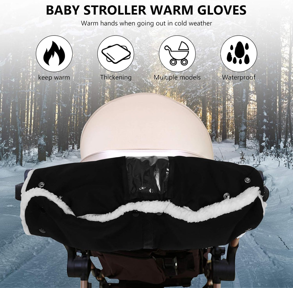 Winter Ster Gloves Thick Oxford Hand for Cold Weather Windproof Warm Easy to Install Ster Handles Lining