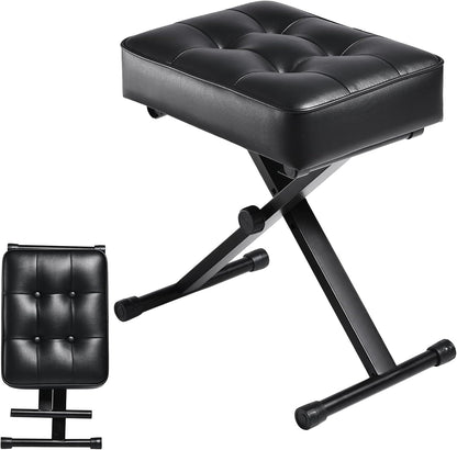 Adjustable Piano Bench Keyboard Bench High Resilience Support, Black