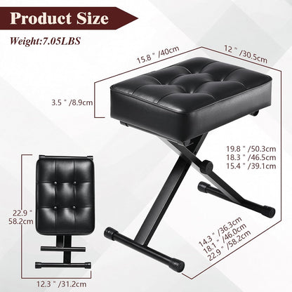 Adjustable Piano Bench Keyboard Bench High Resilience Support, Black