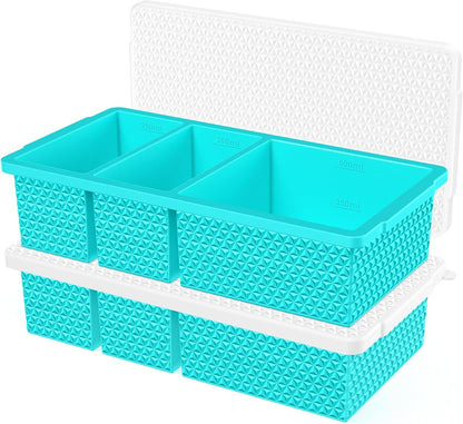 Silicone Freezer Trays with Lid (2-Pack), 1-Cup & 2-Cup Silicone Freezer Molds, Stackable Soup Cubes Freezer Tray with Lid for Portion Control, Food Storage & Meal Prep, Oven & Dishwasher Safe