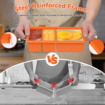 Silicone Freezer Trays with Lid (2-Pack), 1-Cup & 2-Cup Silicone Freezer Molds, Stackable Soup Cubes Freezer Tray with Lid for Portion Control, Food Storage & Meal Prep, Oven & Dishwasher Safe