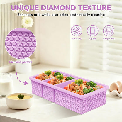 Silicone Freezer Trays with Lid (2-Pack), 1-Cup & 2-Cup Silicone Freezer Molds, Stackable Soup Cubes Freezer Tray with Lid for Portion Control, Food Storage & Meal Prep, Oven & Dishwasher Safe