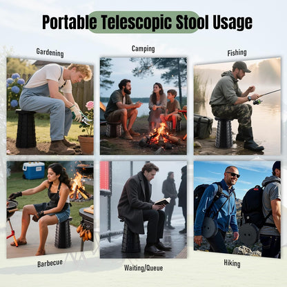 Collapsible Stool, Foldable Portable Stool for Adults, Black