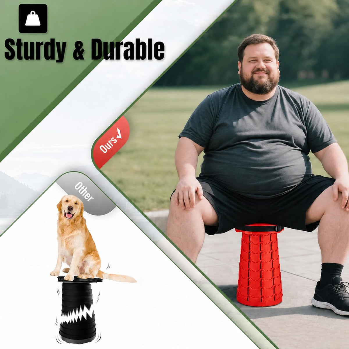 Collapsible Stool, Foldable Portable Stool for Adults, Black