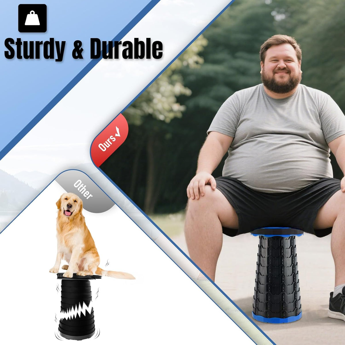 Collapsible Stool, Foldable Portable Stool for Adults, Black