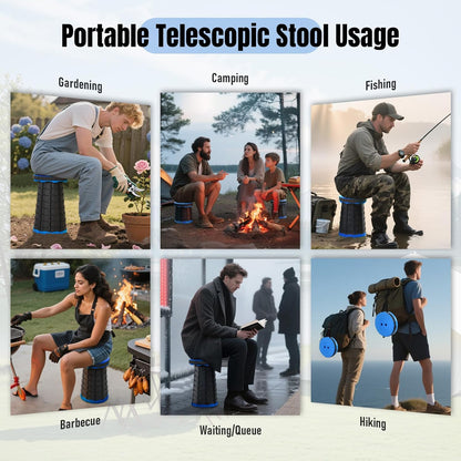 Collapsible Stool, Foldable Portable Stool for Adults, Black