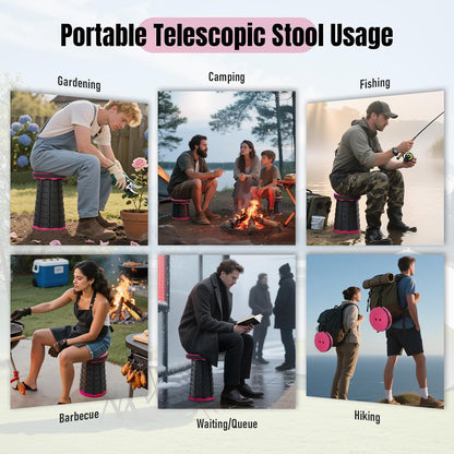 Collapsible Stool, Foldable Portable Stool for Adults, Black