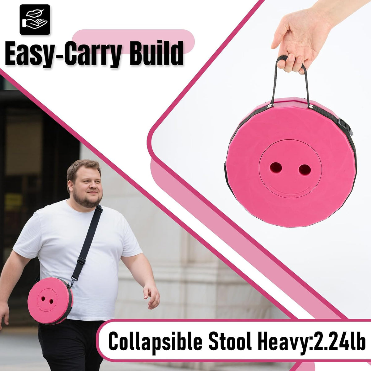 Collapsible Stool, Foldable Portable Stool for Adults, Black